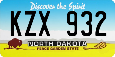 ND license plate KZX932