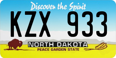 ND license plate KZX933