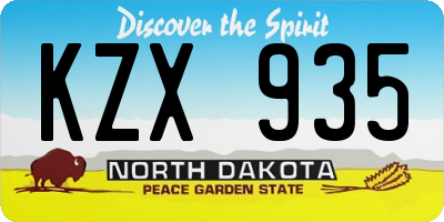 ND license plate KZX935
