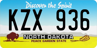 ND license plate KZX936