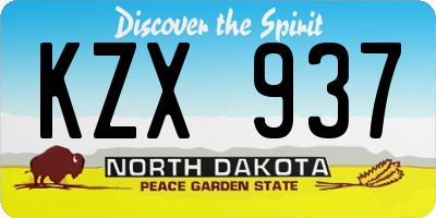 ND license plate KZX937