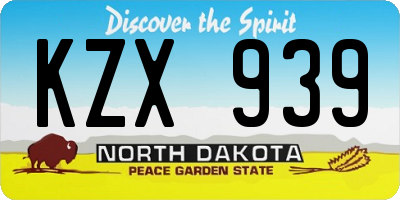 ND license plate KZX939