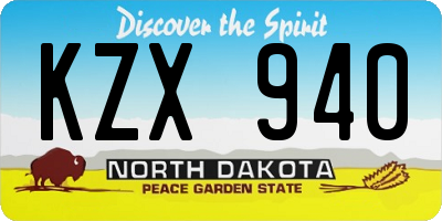 ND license plate KZX940