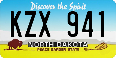 ND license plate KZX941