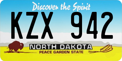 ND license plate KZX942