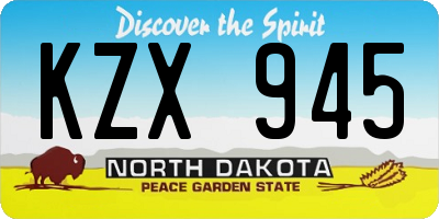 ND license plate KZX945