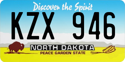 ND license plate KZX946