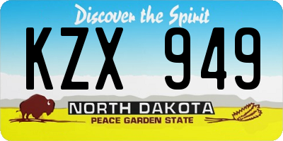 ND license plate KZX949