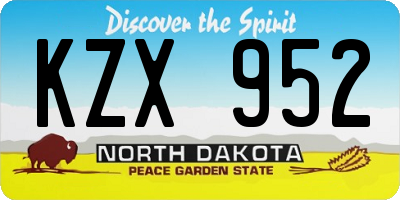 ND license plate KZX952