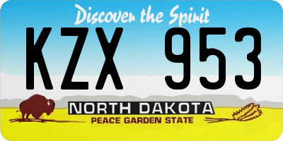 ND license plate KZX953