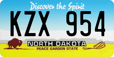 ND license plate KZX954