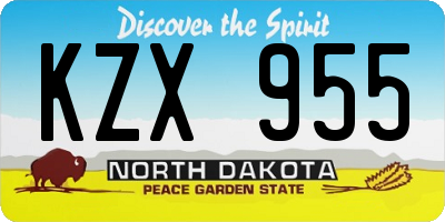 ND license plate KZX955