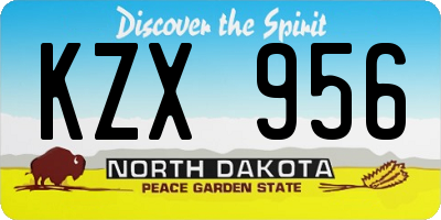 ND license plate KZX956