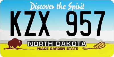 ND license plate KZX957