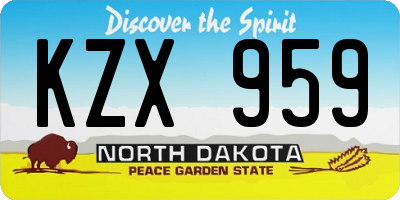 ND license plate KZX959