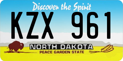 ND license plate KZX961