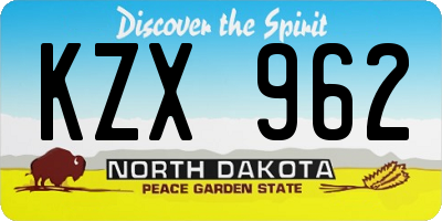 ND license plate KZX962