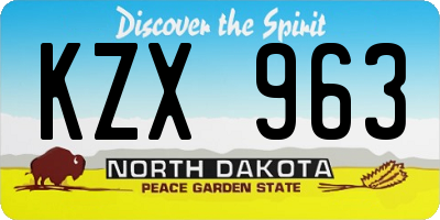 ND license plate KZX963