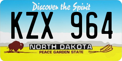 ND license plate KZX964