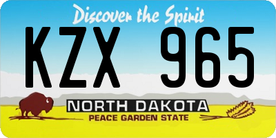 ND license plate KZX965