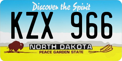 ND license plate KZX966