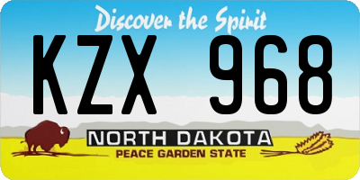 ND license plate KZX968