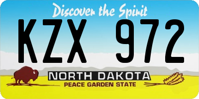 ND license plate KZX972