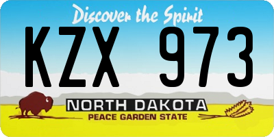 ND license plate KZX973