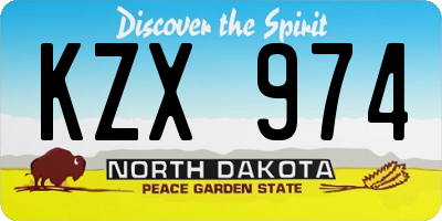 ND license plate KZX974