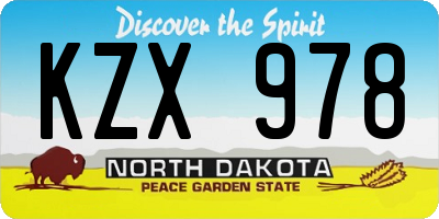 ND license plate KZX978