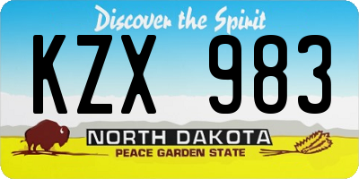 ND license plate KZX983