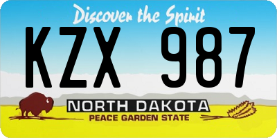 ND license plate KZX987