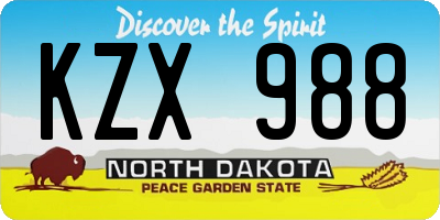 ND license plate KZX988