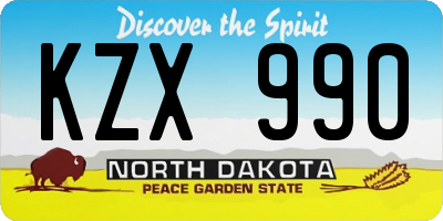 ND license plate KZX990