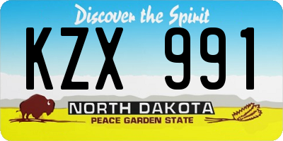 ND license plate KZX991