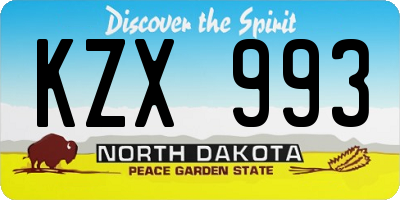 ND license plate KZX993