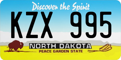 ND license plate KZX995