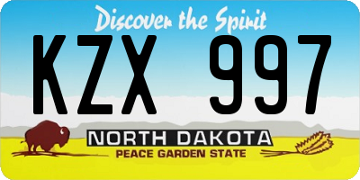 ND license plate KZX997