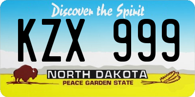 ND license plate KZX999