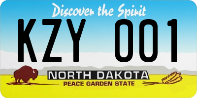 ND license plate KZY001