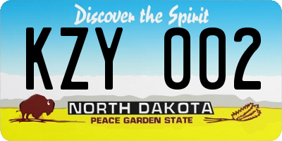 ND license plate KZY002