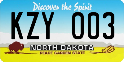 ND license plate KZY003