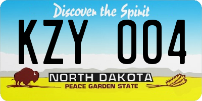 ND license plate KZY004