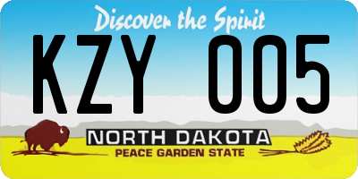 ND license plate KZY005