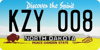 ND license plate KZY008