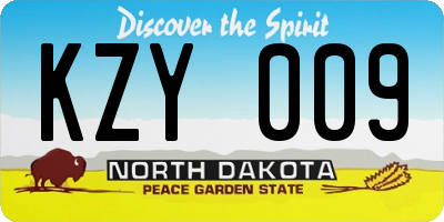 ND license plate KZY009