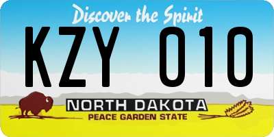 ND license plate KZY010