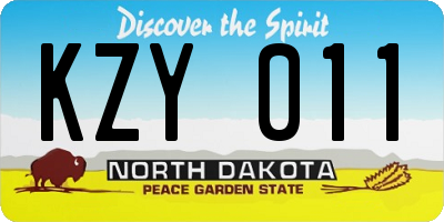 ND license plate KZY011