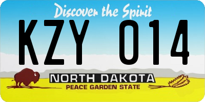 ND license plate KZY014