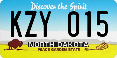 ND license plate KZY015